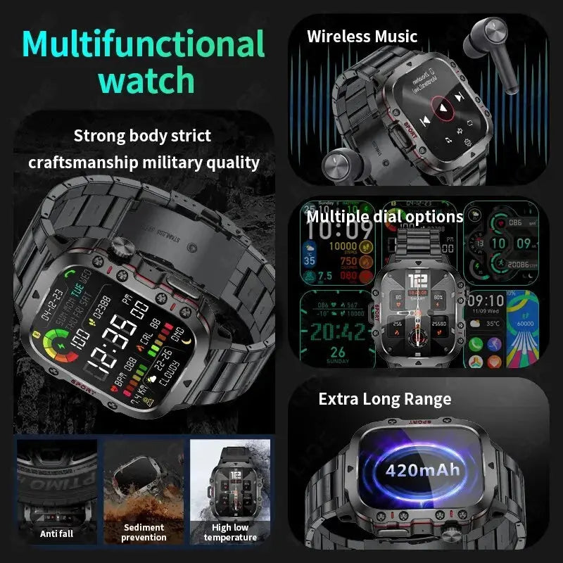 LIGE New Smart Watch 1.96 Inch Screen 420 MAh Bluetooth Call Voice Assistant Watch Sports Fitness Waterproof Smartwatch For Men - MaJuah