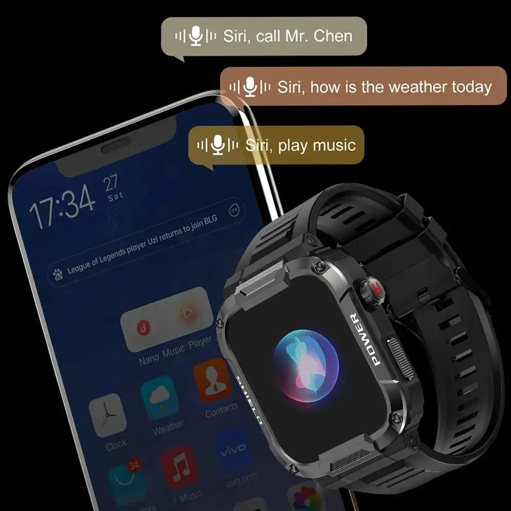 MELANDA 1.85 Outdoor Military Smart Watch Men Bluetooth Call Smartwatch For Android IOS IP68 Waterproof Sports Fitness Watches - MaJuah