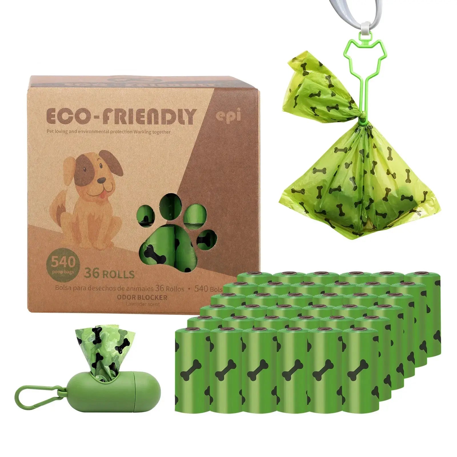 EPI Biodegradable Pet Garbage Bag Dog Poop Bags Dog Poop Bag Dispenser Dog Cleaning Supplies Dog Products for Dogs - MaJuah