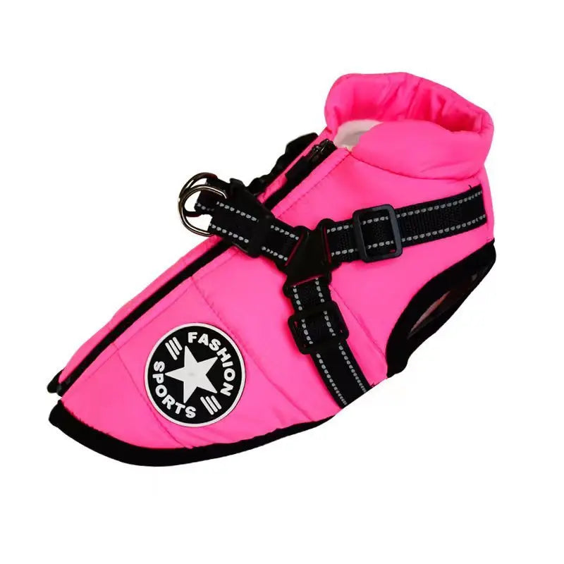 Waterproof Dog Clothes Winter Dog Coat With Harness Warm Pet Clothing Big Dog Jacket Chihuahua Labrador Coat Costume - MaJuah