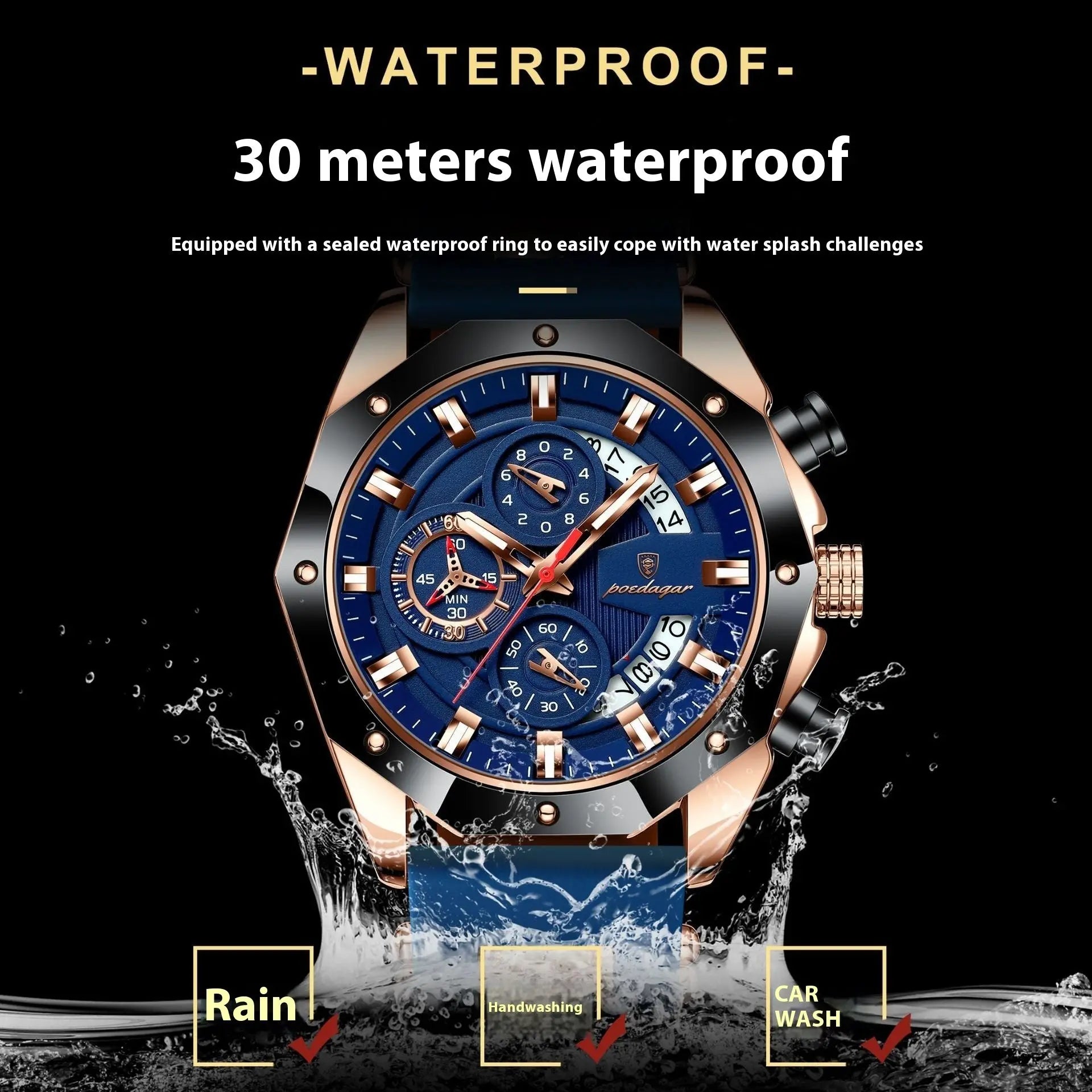 Silicone Band Multi-function Chronograph Men's Watch - MaJuah