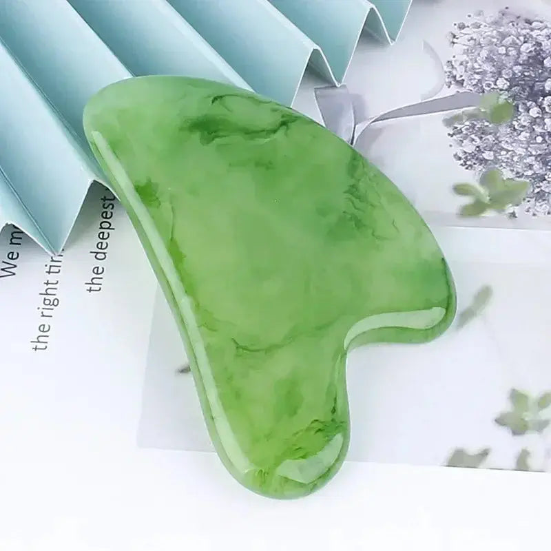 Resin Gua Sha Massage Board for Face Rose Pink Guasha Plate Jade Face Massager Scrapers Tools for Face Neck Back Body - MaJuah