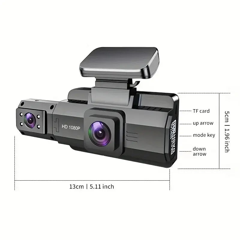 Dash Cam 3-inch Screen With 170 Wide Angle 1080P Dual Lens In Front Of And Inside The Car Cycle Recording - MaJuah