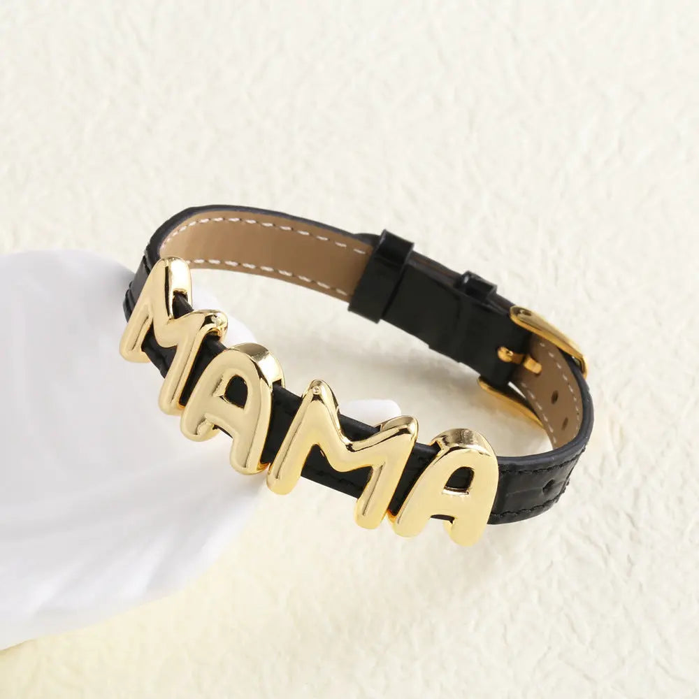 Cowhide Watch Strap Letter Mama Mother's Day Bracelet - MaJuah