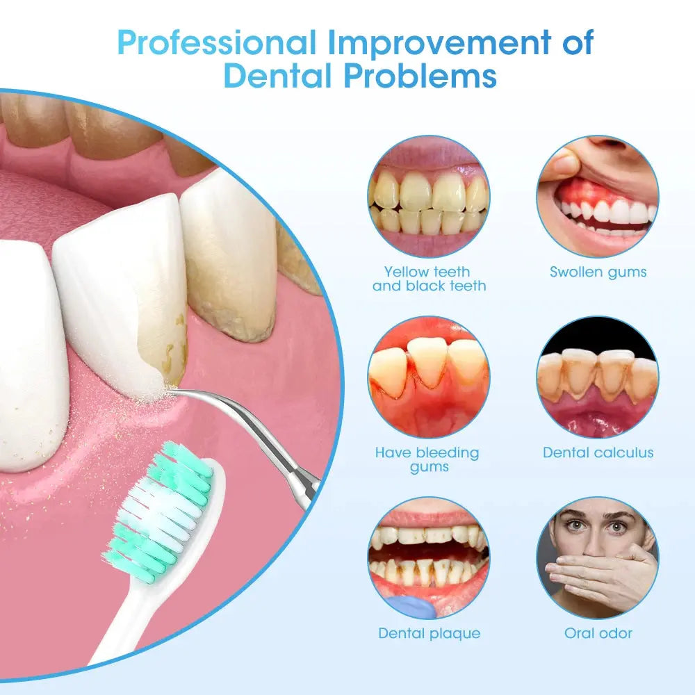 Electric Teeth Cleaner Sonic Dental Scaler Calculus Plaque Stain Tartar Removal teeth cleaning Whitening Toothbrush Oral Care - MaJuah
