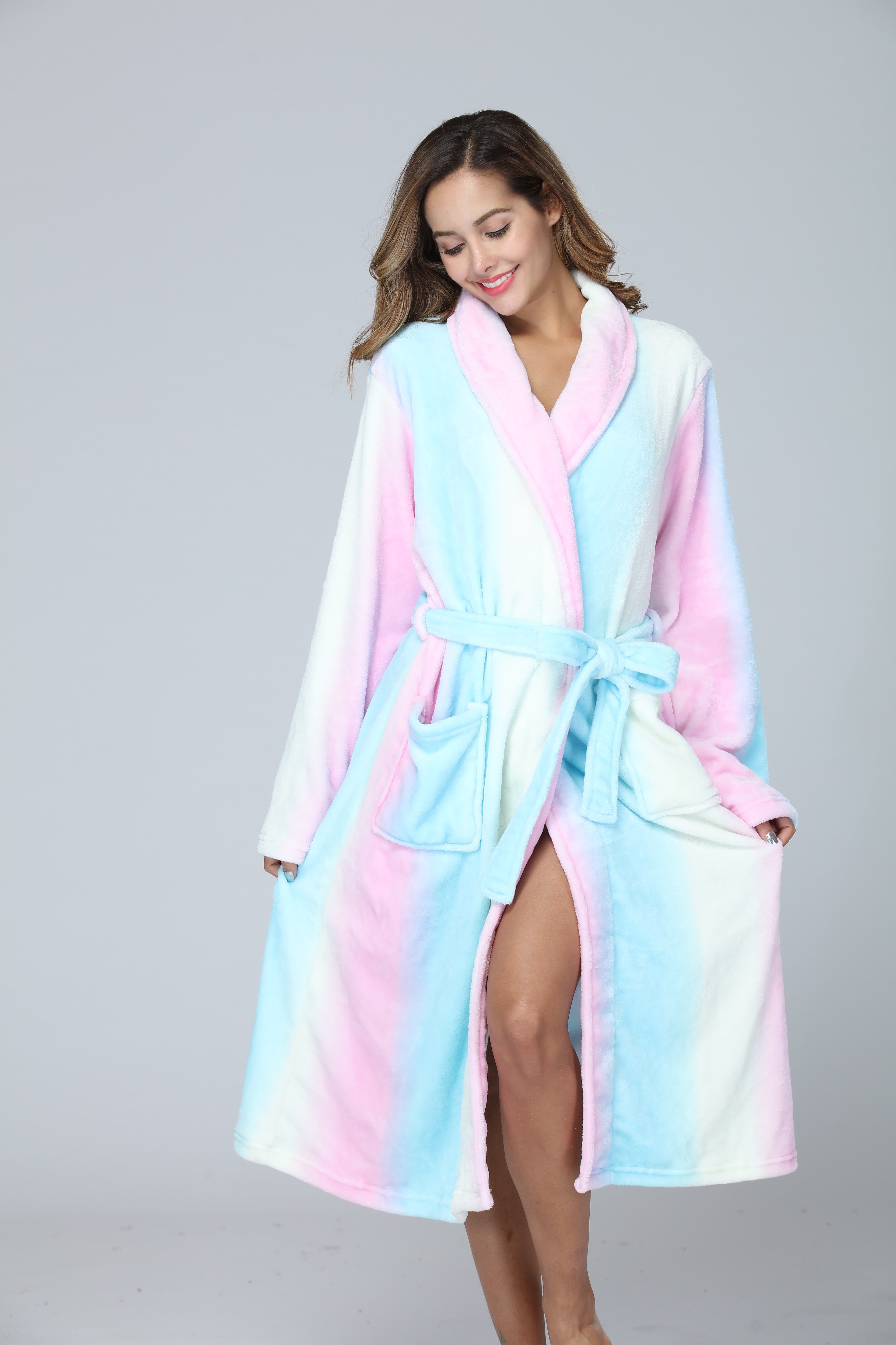 RONGTAI Womens Bathrobe Ladies Fleece Plush Warm Long Robes Fleece Nightgown Sleepwear CozyPet Store