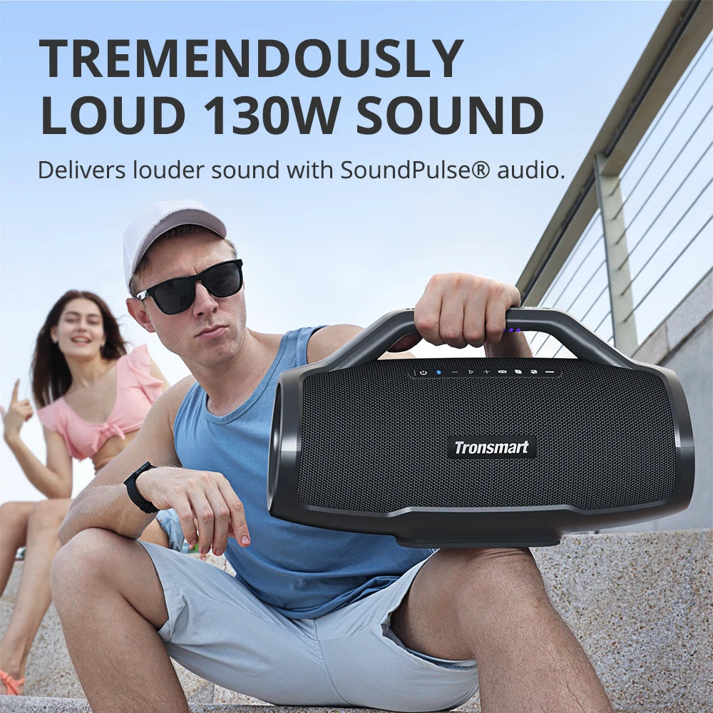 Tronsmart Bang Max Speaker 130W Party Speaker with 3 Way Sound System, Sync Up 100+ Speakers, APP Control, Guitar/Mic Input