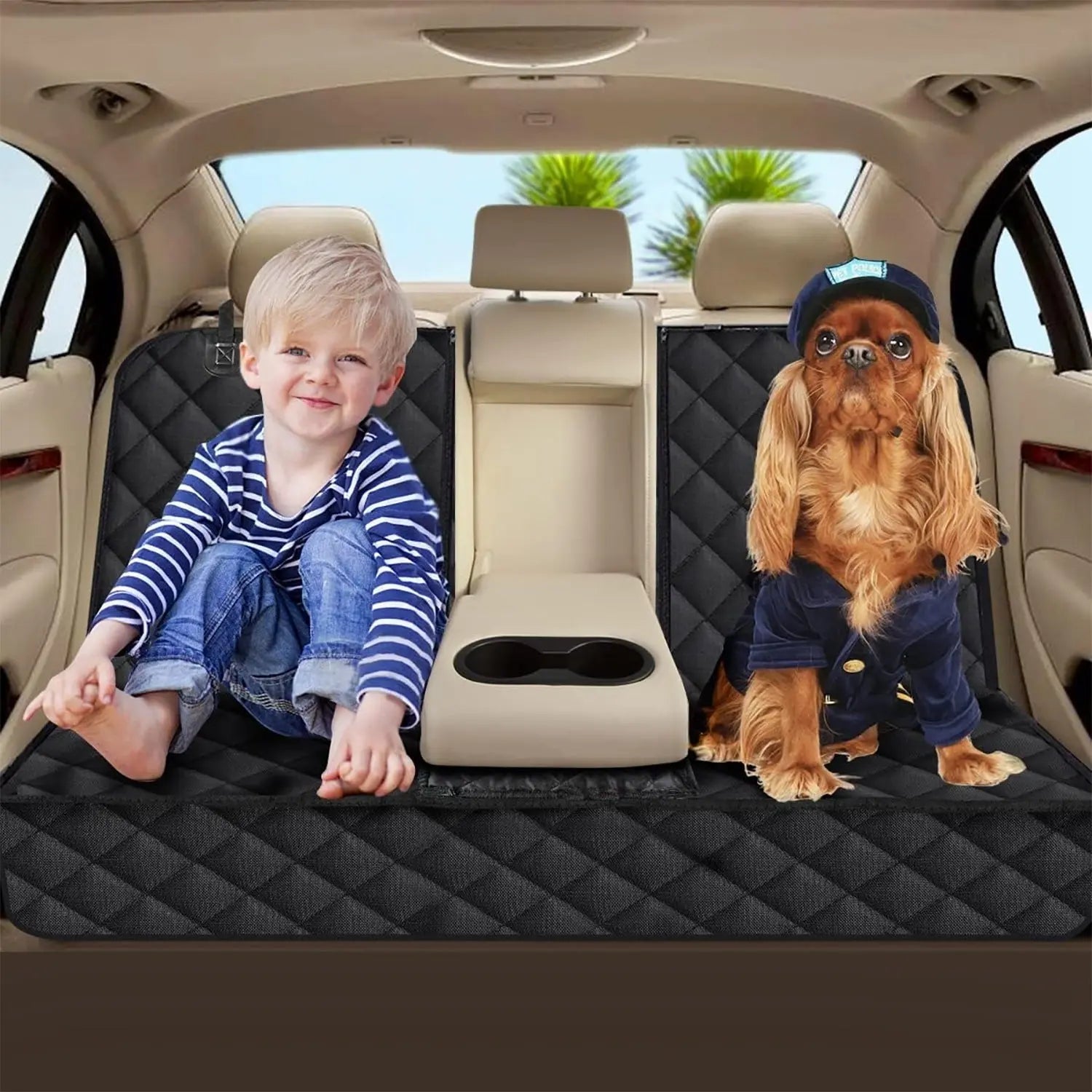 1Pc Dog Car Seat Cover Waterproof Scratchproof Pet Car Rear Protector Mat Pet Back Seat Cover With Dog Seat Belt For Car Truck SUV - MaJuah