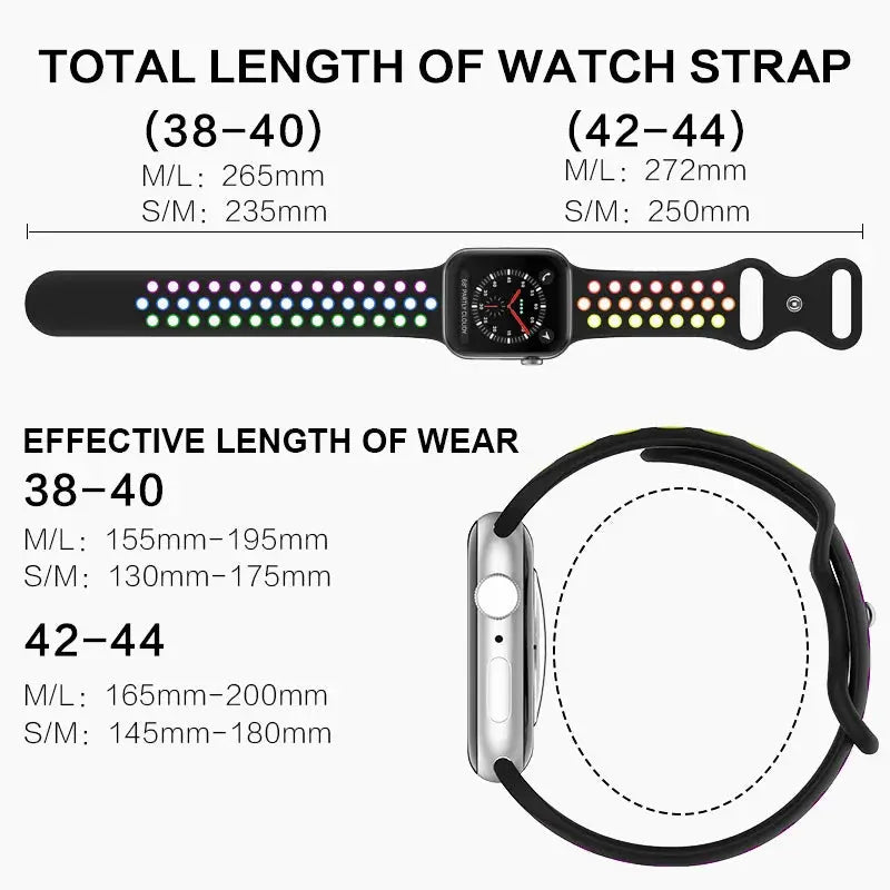 Silicone Strap for Apple Watch Band Ultra 2 49mm 38mm 42mm Sport Bracelet iWatch Series 9 8 7 41mm 45 mm 7 6 SE 5 4 3 44mm 40mm - MaJuah