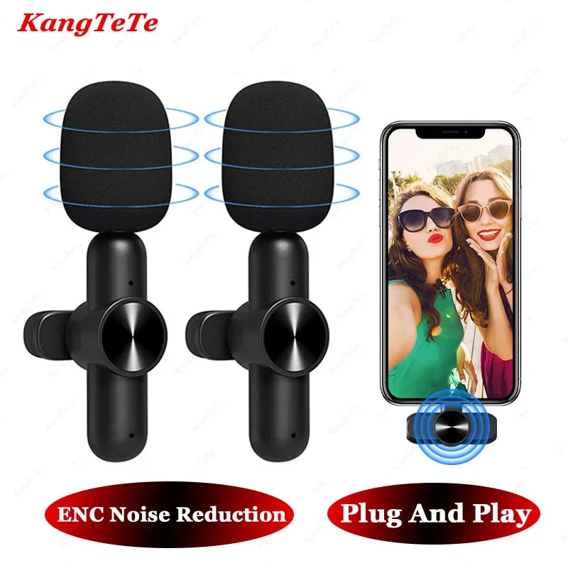 Portable Lavalier Microphone Wireless Mini Mic for Noise Canceling Audio Video Recording For iPhone Android Type-C Smart Pick Up