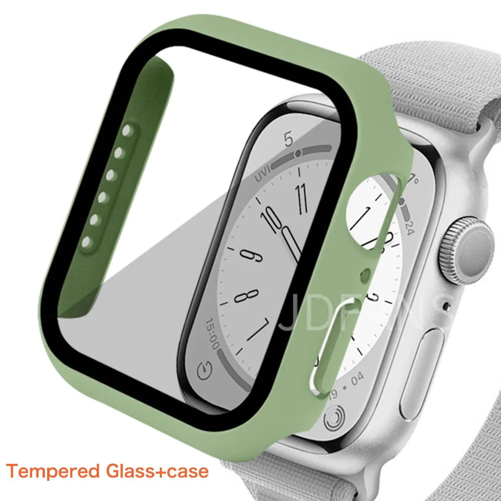 Tempered Glass+ cover For Apple Watch Case series 9 8 7 41mm 45mm 42mm HD PC bumper Screen Protector iWatch 6 5 4 se 44mm 40mm