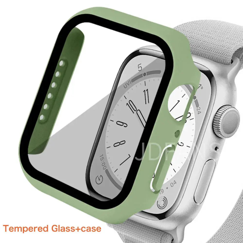 Tempered Glass+ cover For Apple Watch Case series 9 8 7 41mm 45mm 42mm HD PC bumper Screen Protector iWatch 6 5 4 se 44mm 40mm - MaJuah