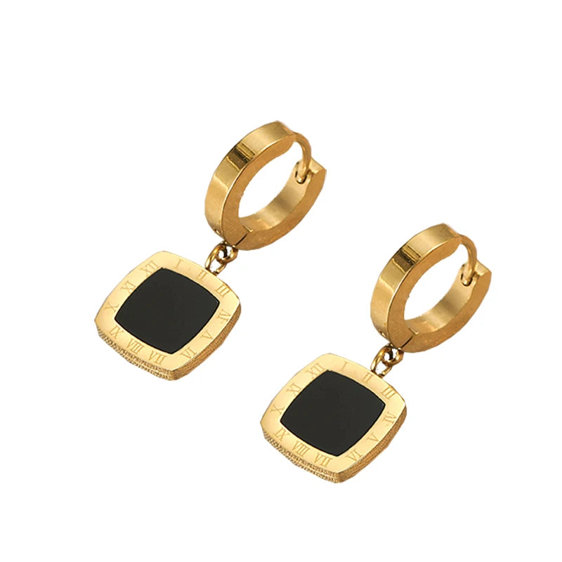 Roman Digital Round Pendant Earrings Korean Fashion Jewelry For Women's 2024