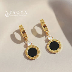 Roman Digital Round Pendant Earrings Korean Fashion Jewelry For Women's 2024