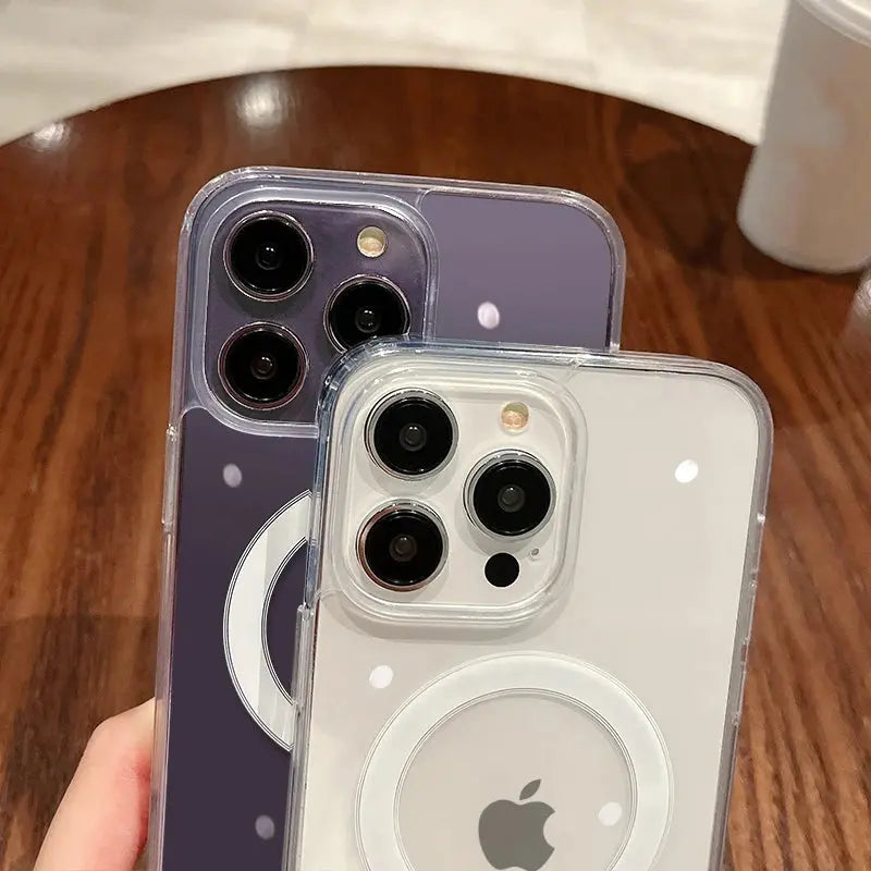 Magesafe Magnetic Transparent Wireless Charging Case for iPhone 11, 12, 13, 14, 15, Pro Max, Plus, Mini, X, 7, 8, and SE - Shockproof PC Cover - MaJuah