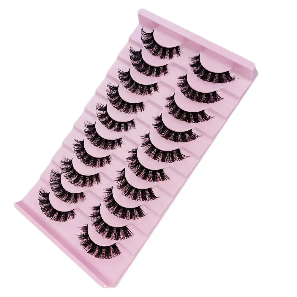 10 Pairs DD Curl Russian Strip Lashes Fluffy Volume False Eyelashes DD Curl Dramatic Messy Faux Mink Fake Lashes Make Up - MaJuah