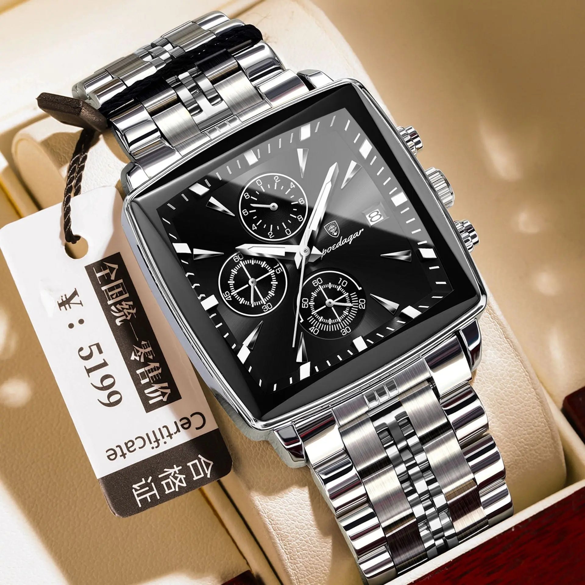 Square Men's Watch Multifunctional Business Quartz - MaJuah