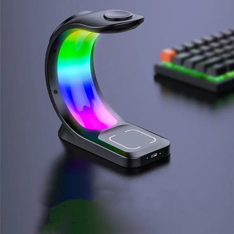 4 In 1 Magnetic Wireless Charger Fast Charging For Smart Phone Atmosphere Light Charging Station For Airpods Pro I-phone Watch - MaJuah