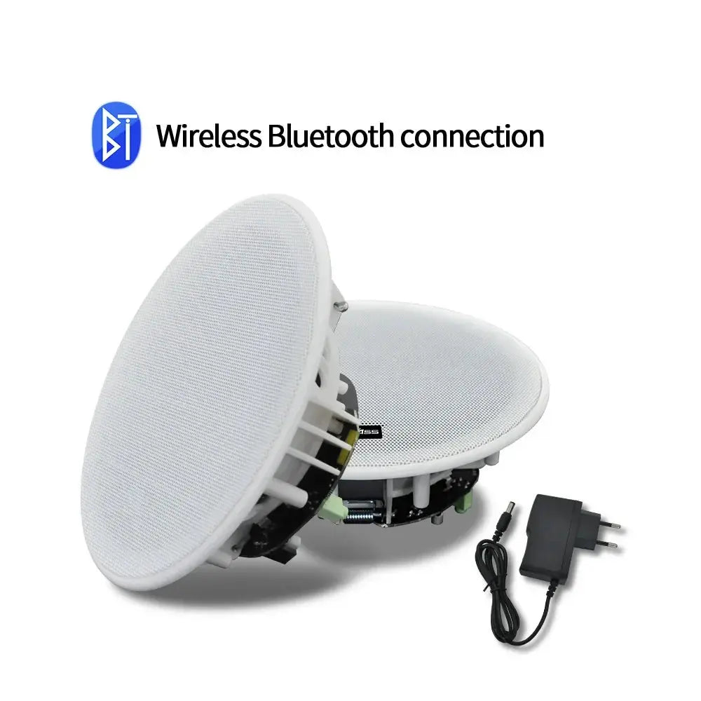 Bluetooth In-ceiling Speaker 6'' 10W Moisture-proof Flush Mount Loudspeaker Built In Class D Amplifier Audio Sound System Indoor - MaJuah
