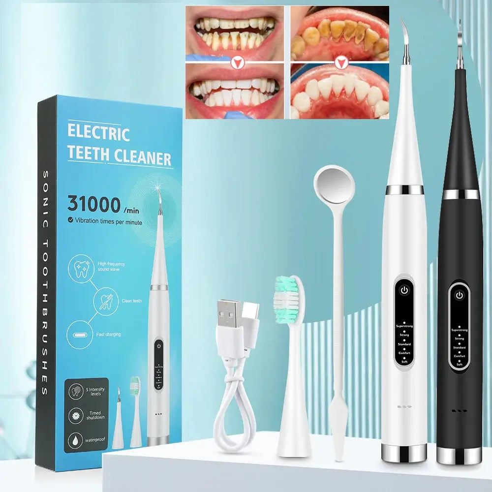 Electric Teeth Cleaner Sonic Dental Scaler Calculus Plaque Stain Tartar Removal teeth cleaning Whitening Toothbrush Oral Care - MaJuah