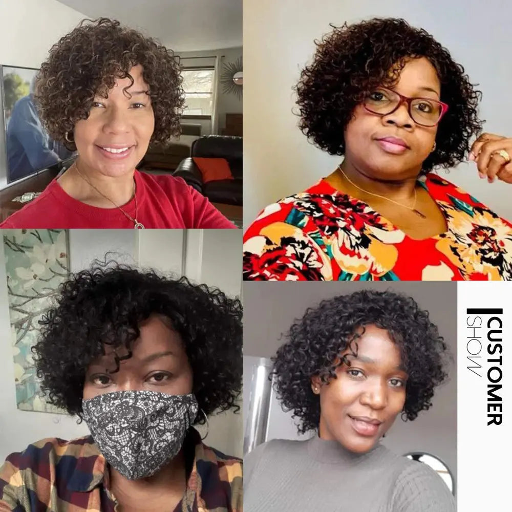 Kinky Curly Bundles With Closure Natural Human Hair Bundles Short Indian Hair Bundles With Circular Closure - MaJuah