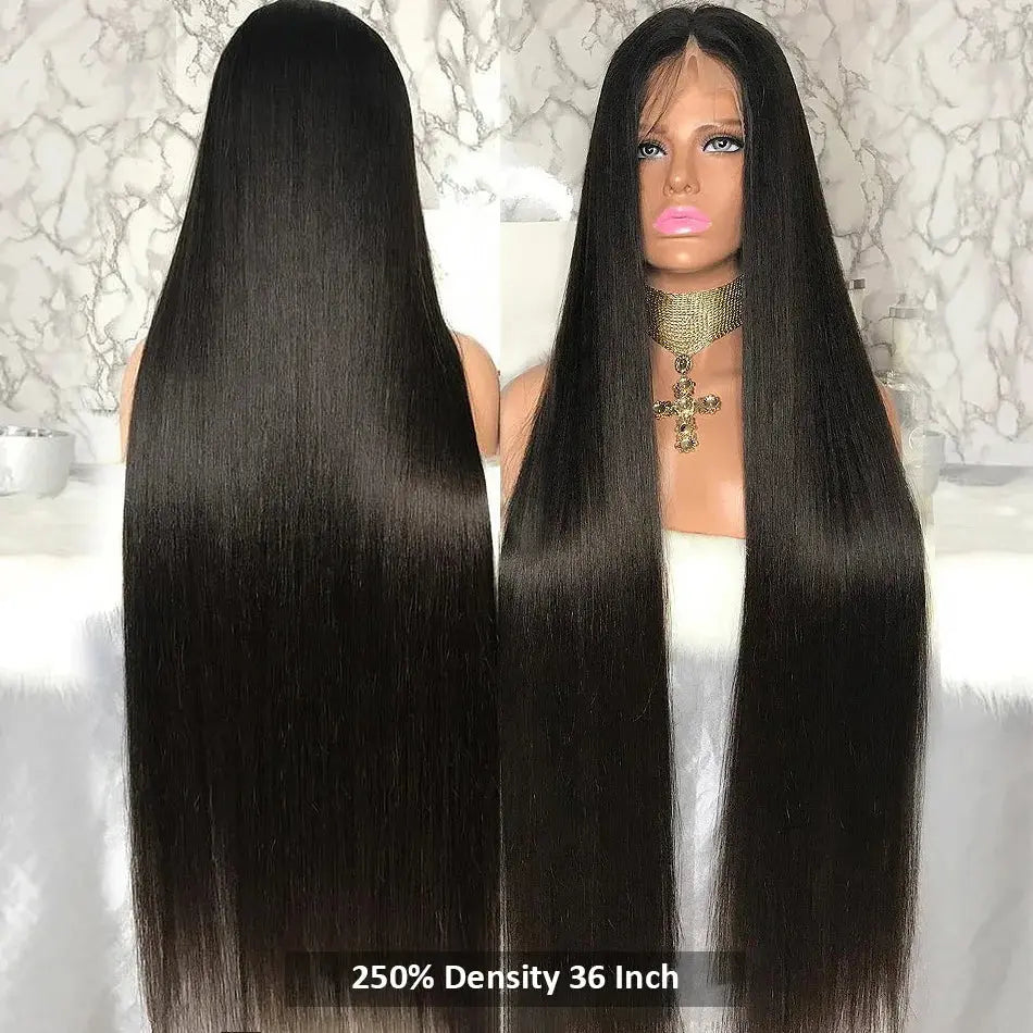 250 Density 13x4 13x6 HD Transparent Bone Straight 30 40 Inches Lace Front Human Hair Wigs Brazilian Frontal Wigs For Women, Ships From - United States, Density - 250% - MaJuah