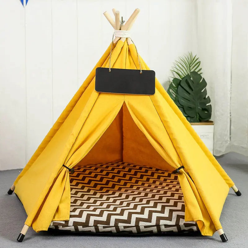 Pet Teepee Tent Dog Cat Bed Portable RWashable Dog Houses Indoor Puppy Beds With Cushion For Small Dogs Cats Rabbits - MaJuah