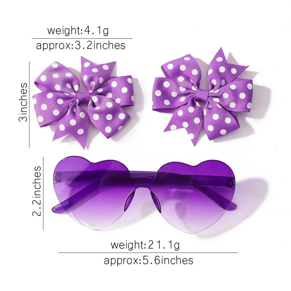 Cute Dot Hairpin and Heart Sunglasses Set for Kids - MaJuah