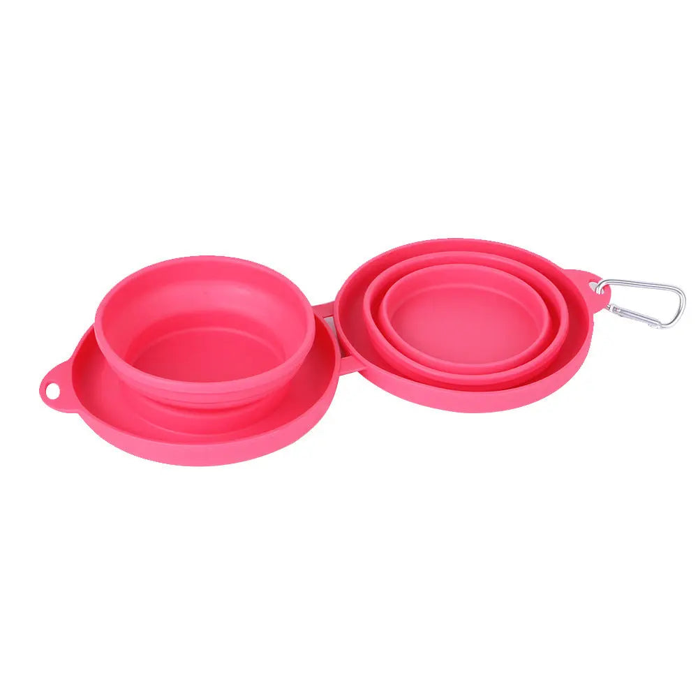 Rubber Foldable Double Bowl Pet Feeding Bowl Pets Supplies Dog Cat Bowls - MaJuah
