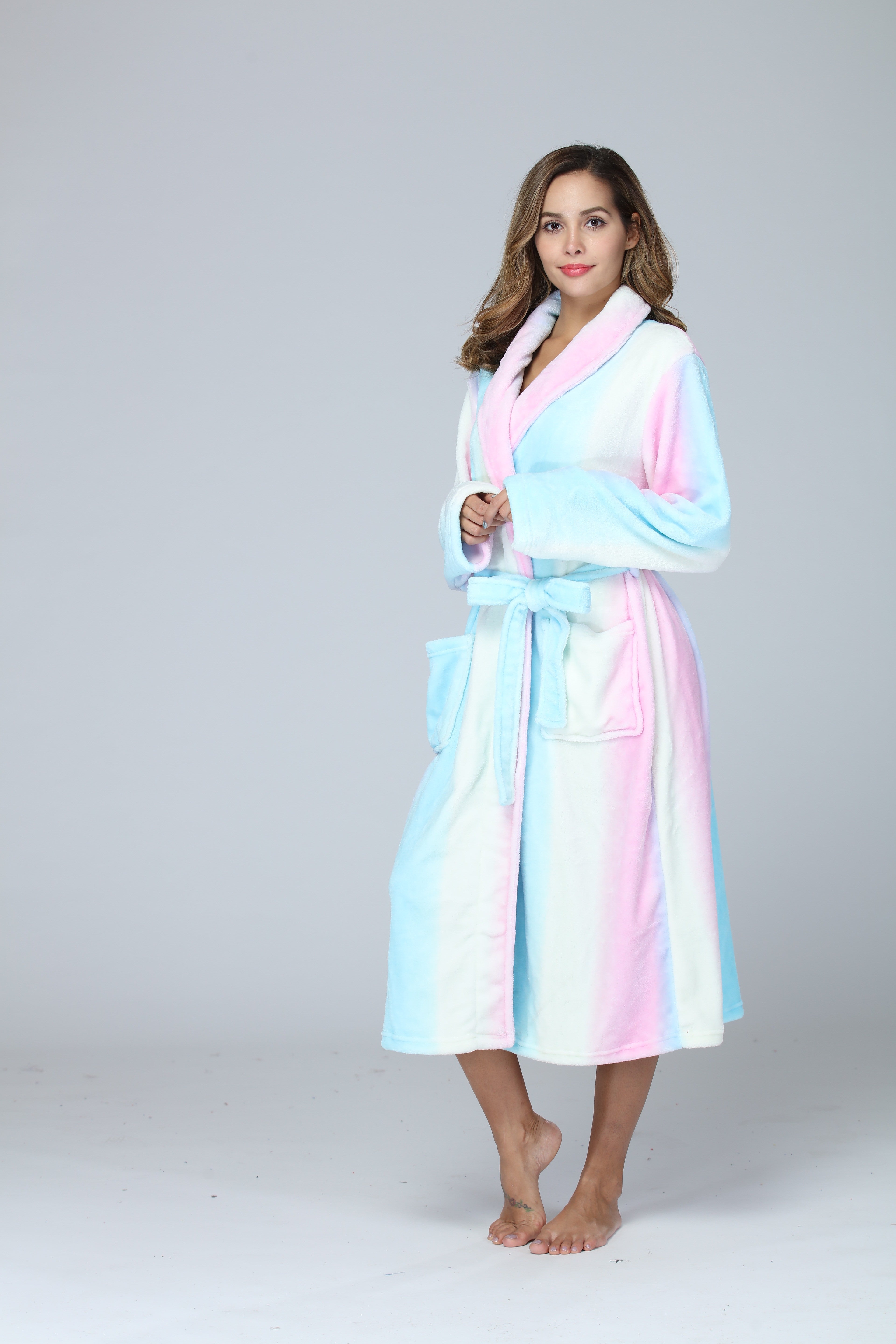 RONGTAI Womens Bathrobe Ladies Fleece Plush Warm Long Robes Fleece Nightgown Sleepwear CozyPet Store
