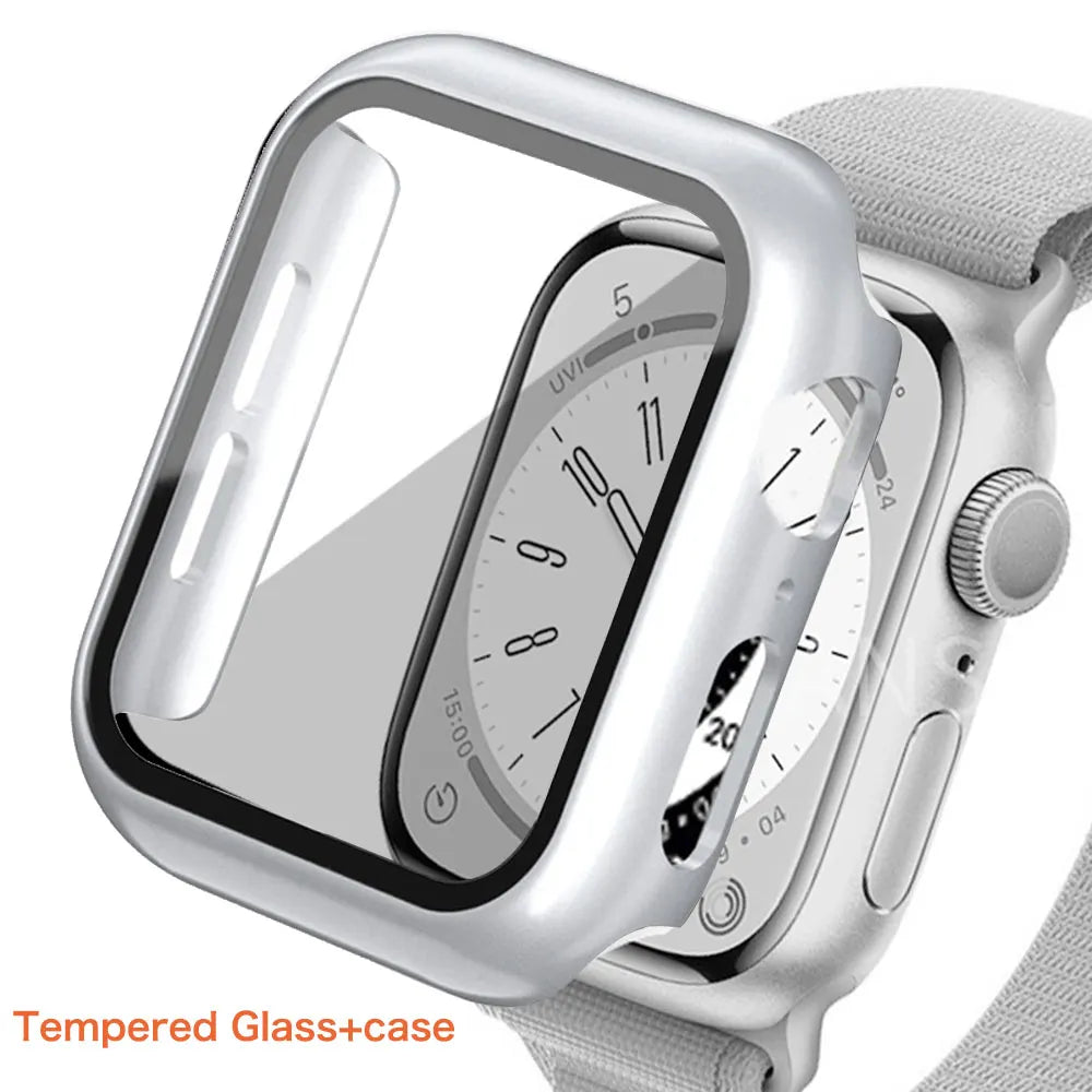Tempered Glass+ cover For Apple Watch Case series 9 8 7 41mm 45mm 42mm HD PC bumper Screen Protector iWatch 6 5 4 se 44mm 40mm