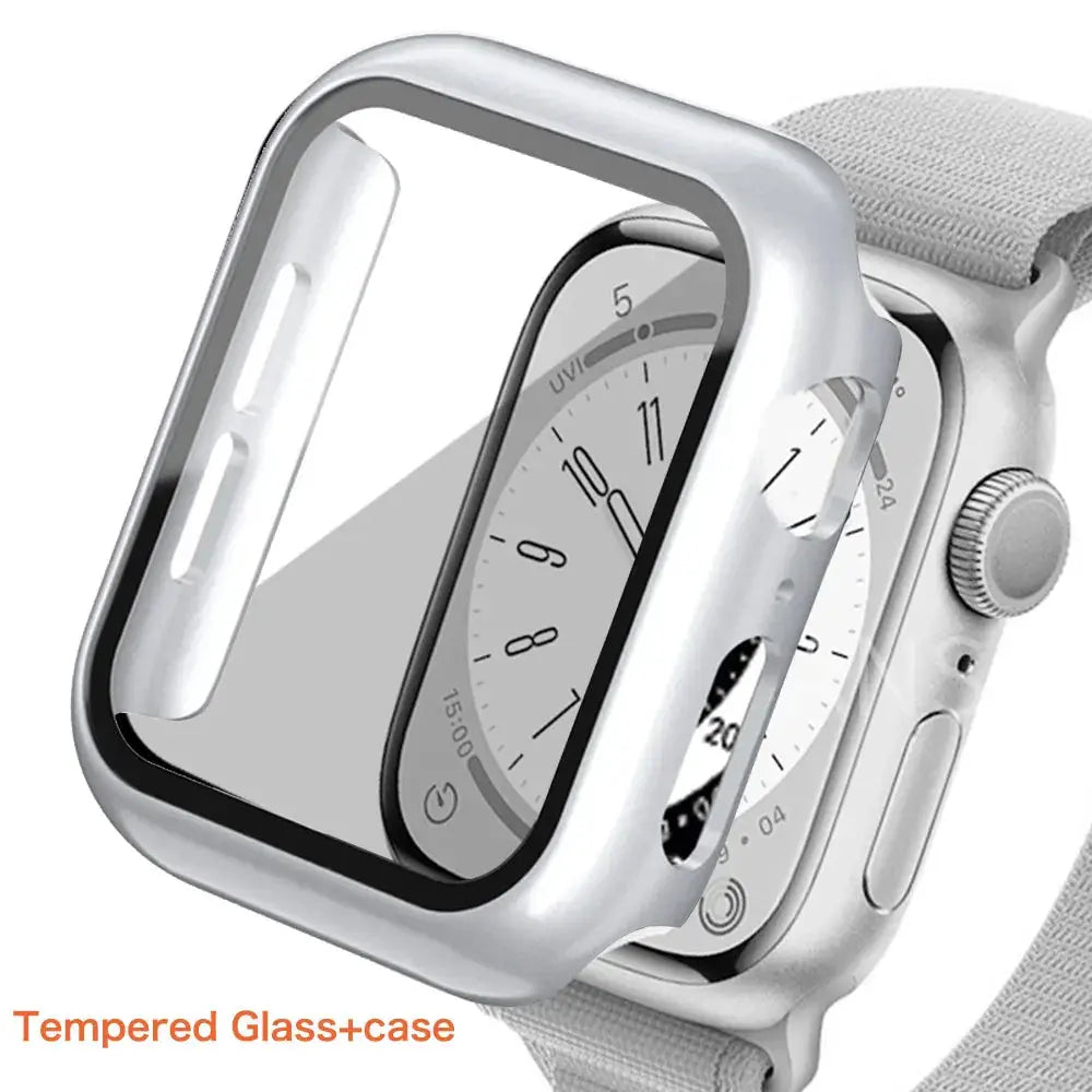 Tempered Glass+ cover For Apple Watch Case series 9 8 7 41mm 45mm 42mm HD PC bumper Screen Protector iWatch 6 5 4 se 44mm 40mm - MaJuah
