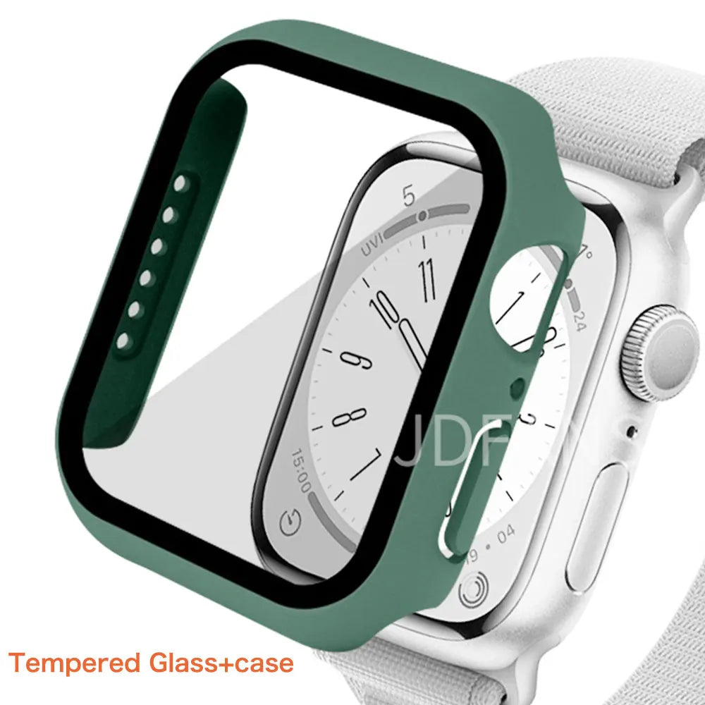 Tempered Glass+ cover For Apple Watch Case series 9 8 7 41mm 45mm 42mm HD PC bumper Screen Protector iWatch 6 5 4 se 44mm 40mm