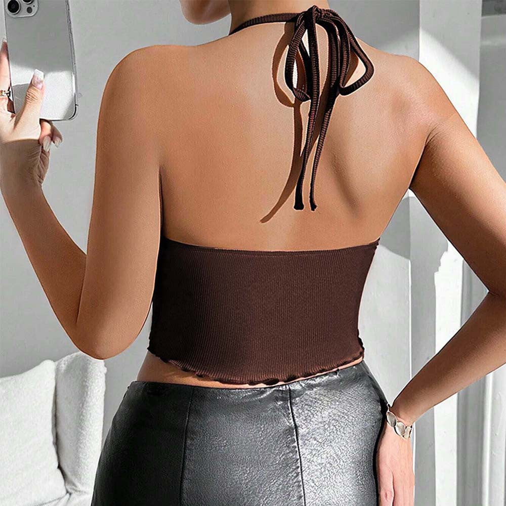 European And American Sexy Style Halter Top Autumn And Winter New Backless Short Top For Women CozyPet Store