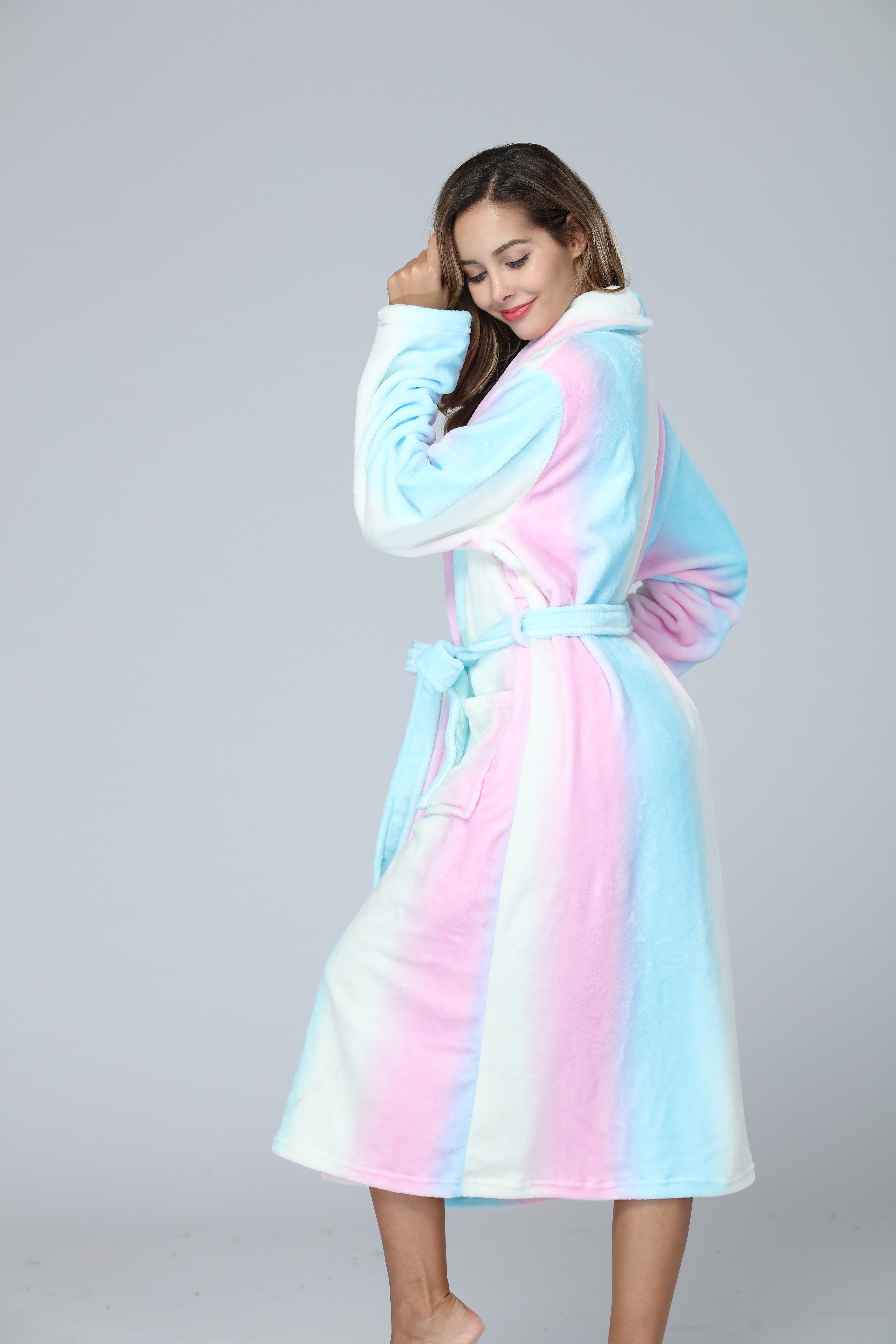 RONGTAI Womens Bathrobe Ladies Fleece Plush Warm Long Robes Fleece Nightgown Sleepwear CozyPet Store