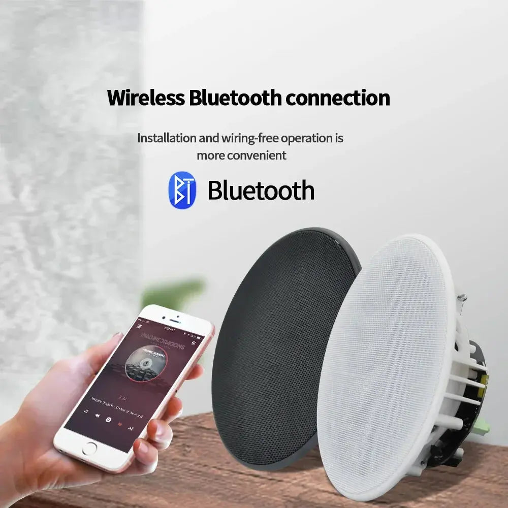Bluetooth In-ceiling Speaker 6'' 10W Moisture-proof Flush Mount Loudspeaker Built In Class D Amplifier Audio Sound System Indoor - MaJuah