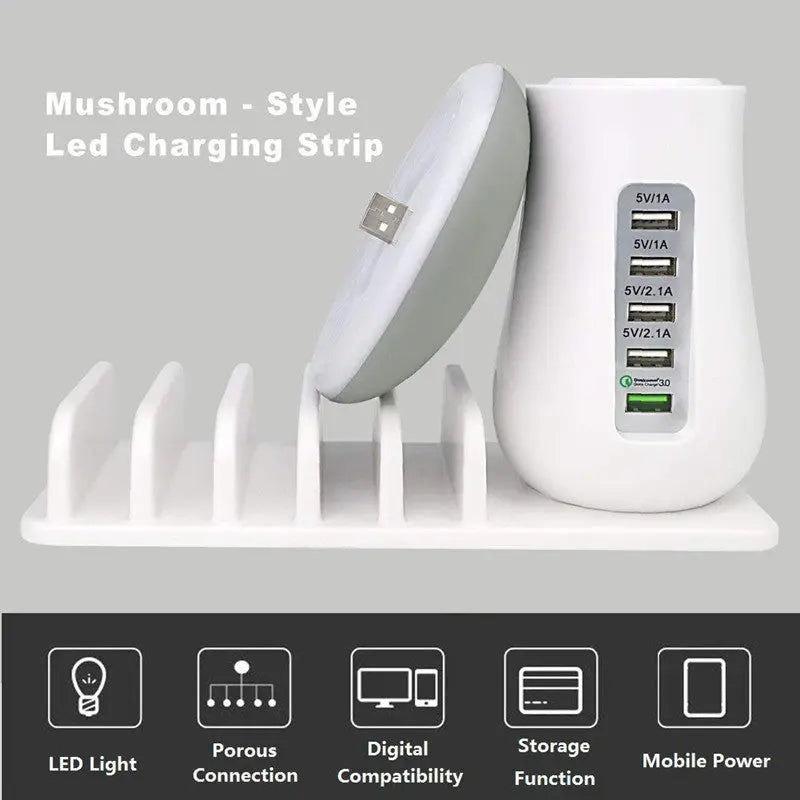 2 In 1 Multifunction Mushroom Lamp LED Lamp Holder USB Charger Home Office Supplies - MaJuah