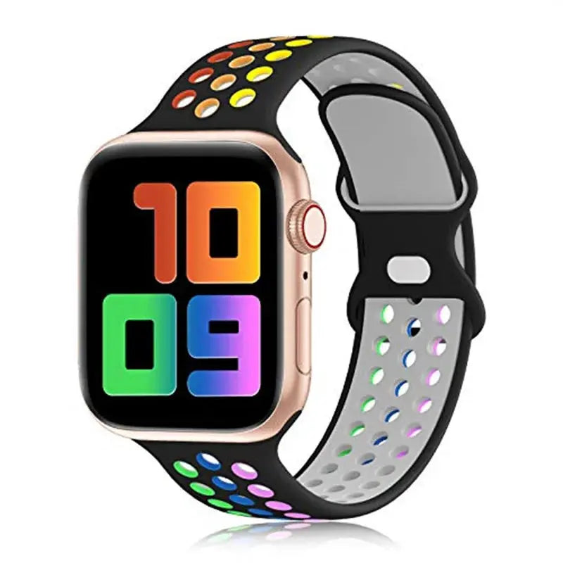Silicone Strap for Apple Watch Band Ultra 2 49mm 38mm 42mm Sport Bracelet iWatch Series 9 8 7 41mm 45 mm 7 6 SE 5 4 3 44mm 40mm - MaJuah