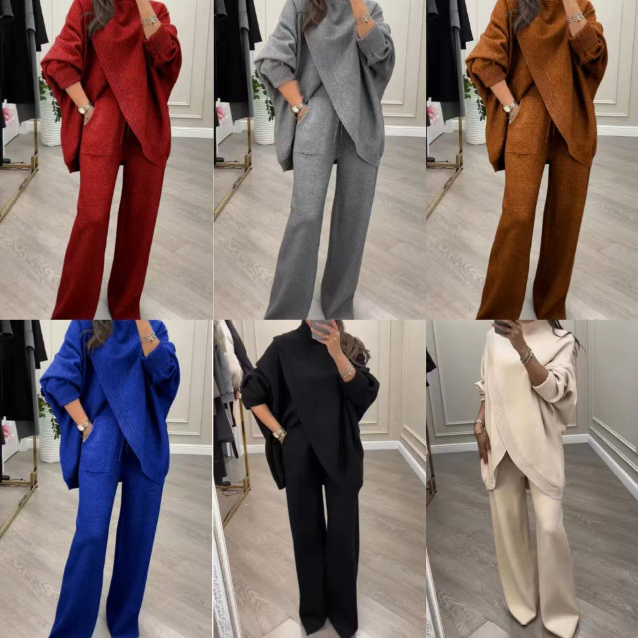 V-neck Single-breasted Slim-fit Knitwear Two-piece Set CozyPet Store