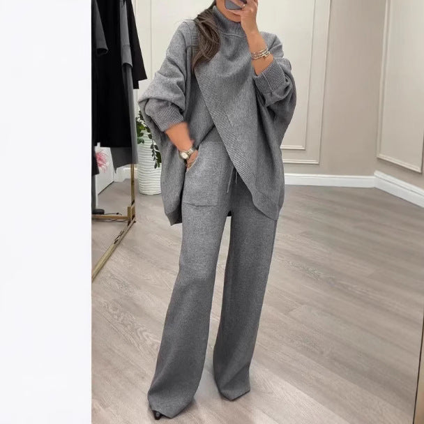 V-neck Single-breasted Slim-fit Knitwear Two-piece Set CozyPet Store