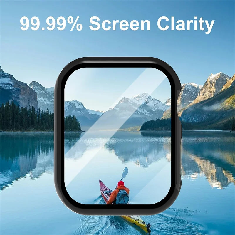 Tempered Glass+ cover For Apple Watch Case series 9 8 7 41mm 45mm 42mm HD PC bumper Screen Protector iWatch 6 5 4 se 44mm 40mm