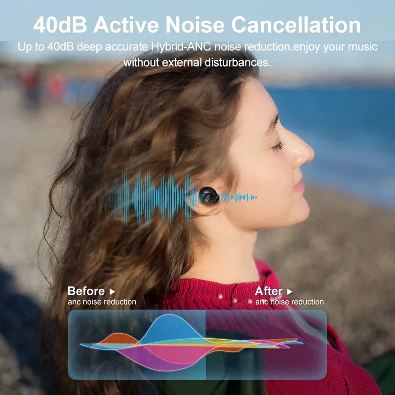 QCY HT07 ANC Wireless Earphones 40dB Noise Cancelling TWS Earbuds 6 Mic AI HD Call Bluetooth 5.2 HiFi Headphone 32H Playback, Ships From - CHINA