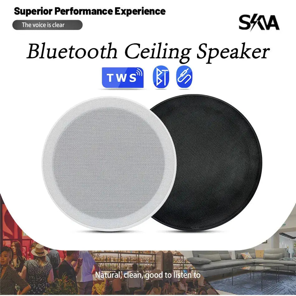 Bluetooth In-ceiling Speaker 6'' 10W Moisture-proof Flush Mount Loudspeaker Built In Class D Amplifier Audio Sound System Indoor - MaJuah