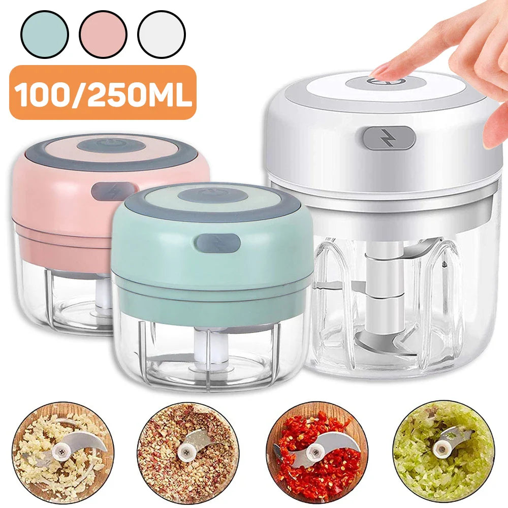 Mini Electric Garlic Chopper Vegetable Chili Meat Ginger Masher Machine Sturdy Durable USB Charging Blenders Kitchen, Ships From - CHINA