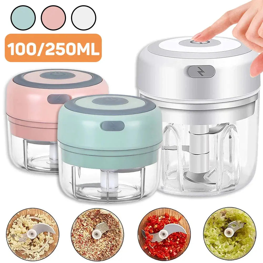 Mini Electric Garlic Chopper Vegetable Chili Meat Ginger Masher Machine Sturdy Durable USB Charging Blenders Kitchen, Ships From - CHINA - MaJuah