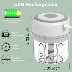 Mini Electric Garlic Chopper Vegetable Chili Meat Ginger Masher Machine Sturdy Durable USB Charging Blenders Kitchen, Ships From - CHINA
