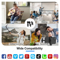 Portable Lavalier Microphone Wireless Mini Mic for Noise Canceling Audio Video Recording For iPhone Android Type-C Smart Pick Up