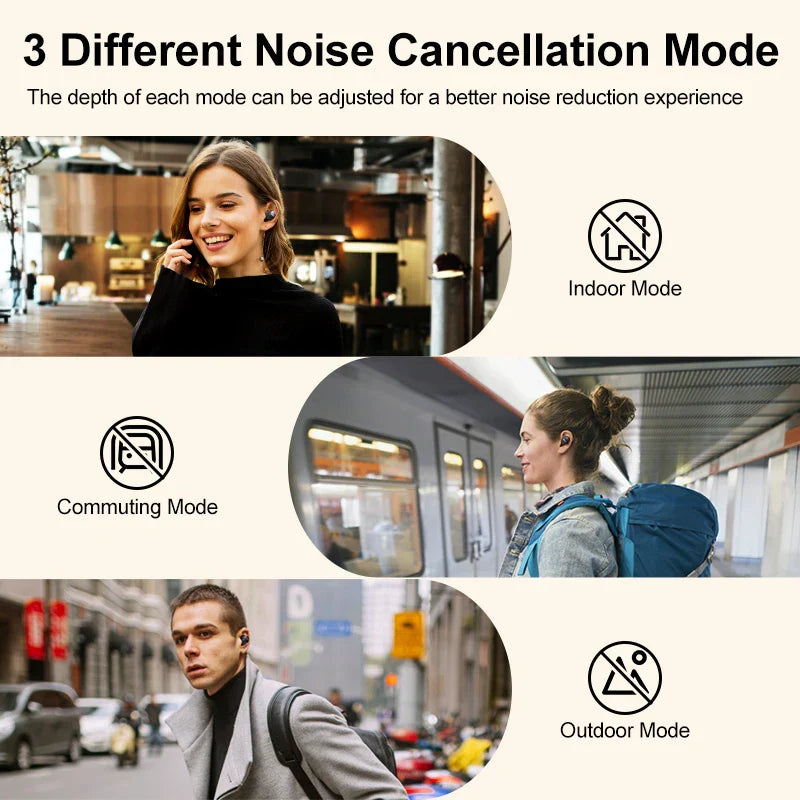 QCY HT07 ANC Wireless Earphones 40dB Noise Cancelling TWS Earbuds 6 Mic AI HD Call Bluetooth 5.2 HiFi Headphone 32H Playback, Ships From - CHINA