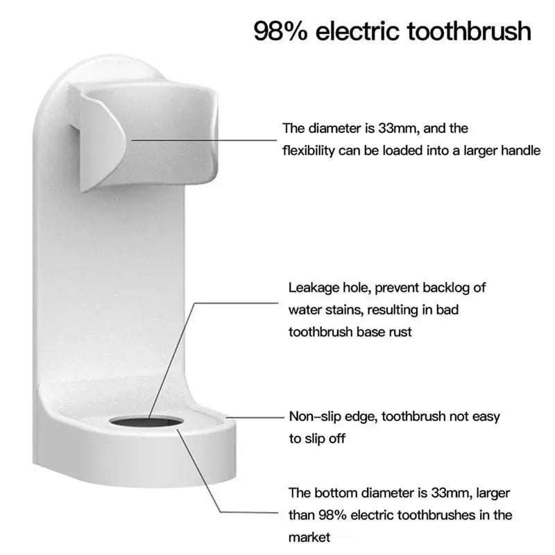 Toothbrush Stand Electric Wall-Mounted Holder Base Rack Organizer Traceless Space Saving Adults Toilet Bathroom Accessories Tool - MaJuah