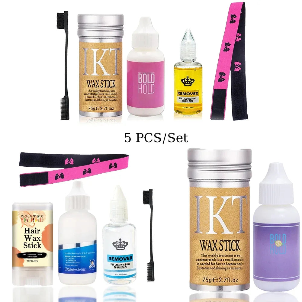 Wig Glue Bold HOLD Lace Glue for Wigs Waterproof Lace Wig Glue Adhesive + Hair Wax Stick for Wig Edge Control Gel Stick+Remover